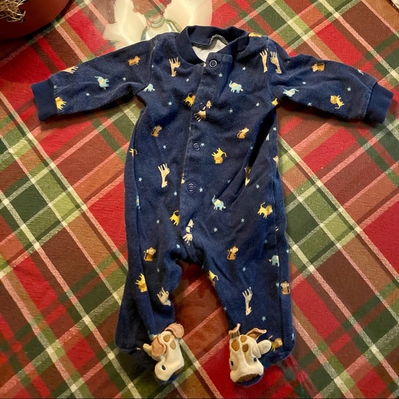 Child of Mine Boys Button Up Footed Pajamas New Born 2 piece - Picture 3 of 11